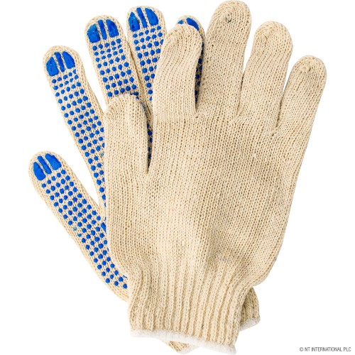 12pk Vinyl Dotted White Gloves