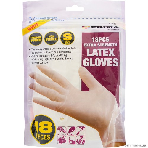 18pk Latex Gloves, Small