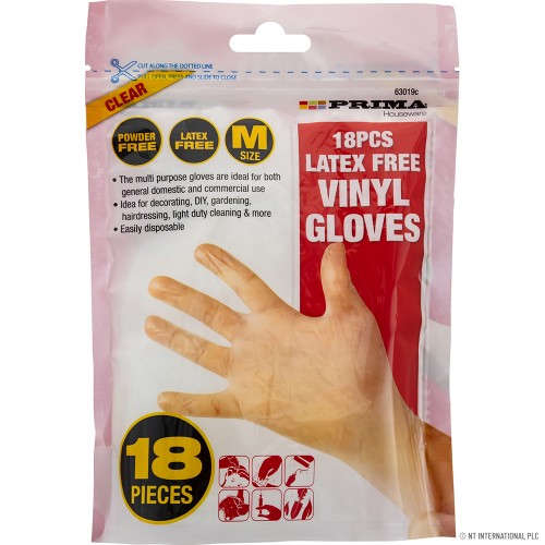 Multipurpose Winyl Gloves 18pk, Medium