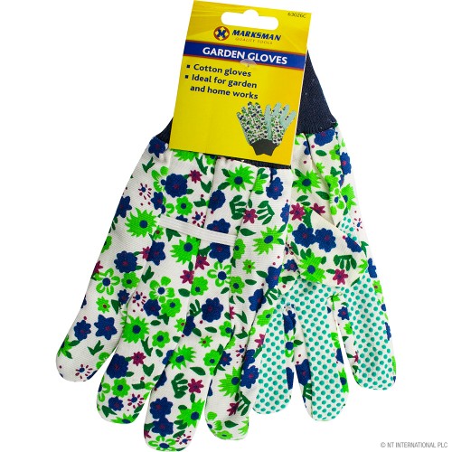 Ladies Floral Cotton Garden Gloves