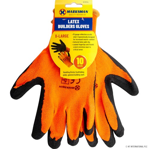 Size 10 Orange Latex Coated Winter Gloves - X