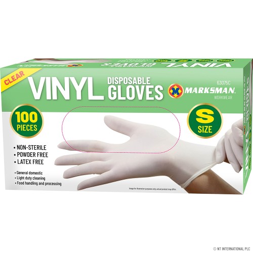 Clear Vinyl Powder Free Gloves - Small