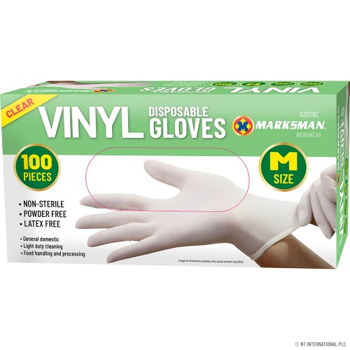 Clear Vinyl Powder Free Gloves - Medium