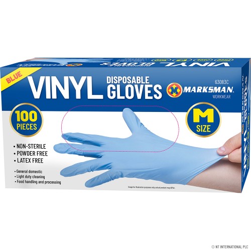 Blue Vinyl Powder Free Gloves - Medium