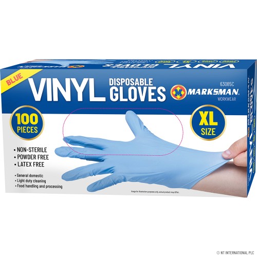 Blue Vinyl Powder Free Gloves - X Large