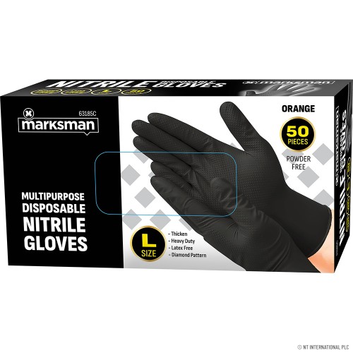Diamond Black Nitrile Gloves Powder Free- Lar