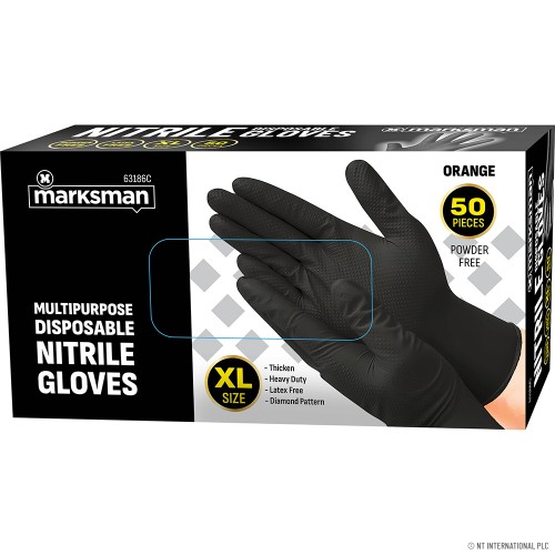 Diamond Black Nitrile Gloves Powder Free- X L