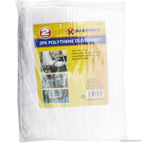 2pc Polythene Dust Sheet - 2.7m x 3.6m