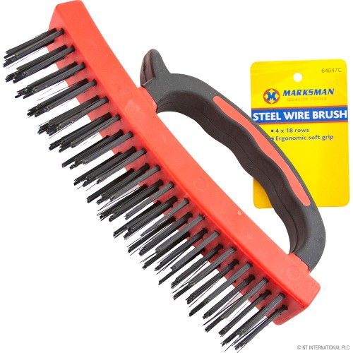 4 x 18 Rows - Steel Wire Brush - Red