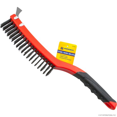 3 x 19 Rows - Steel Wire Brush - Red