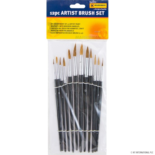 12pc Artist Brush Black Handle