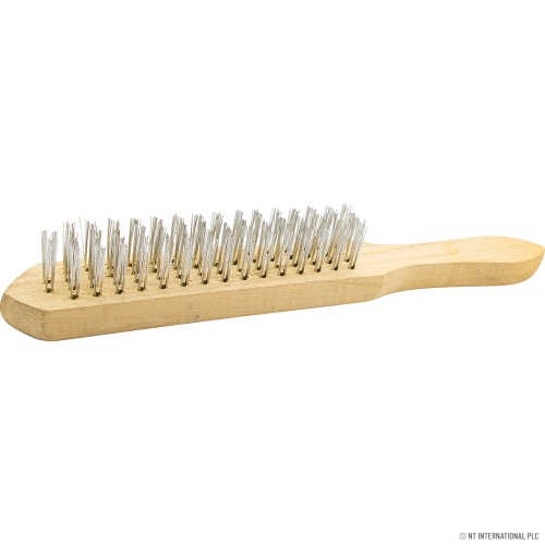 4 Row Wire Brush - Wooden Handle - 10cm
