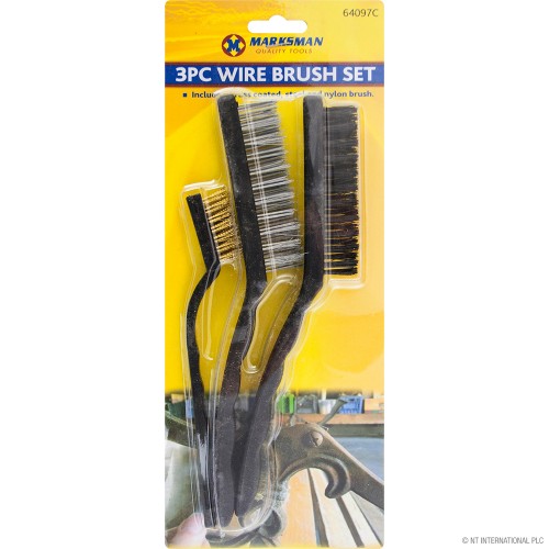 3pc Wire Brush Set S/S, Brass & Nylon