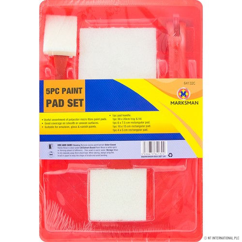 5pc Paint Pad Set - Red Roller Tray
