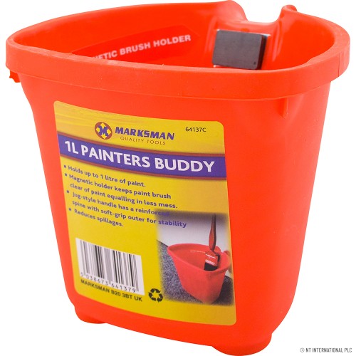 1L Red Paint Kettle / Tub - Brush Holder