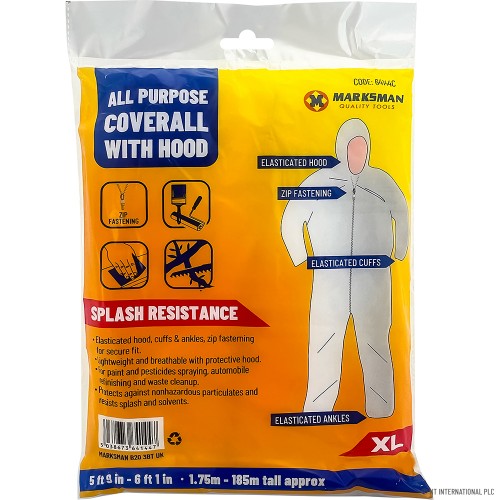All Purpose Zipper Hooded Coverall Size X-Lar