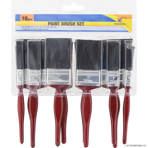10pc Paint Brush Set - Cherry Red