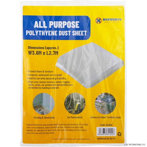 All Purpose Polythene Dust Sheet - 3.6 x 2.7m