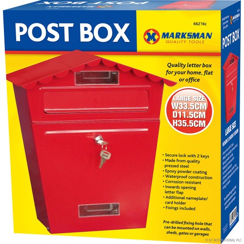 Large Red Post Box - 35x10x35cm