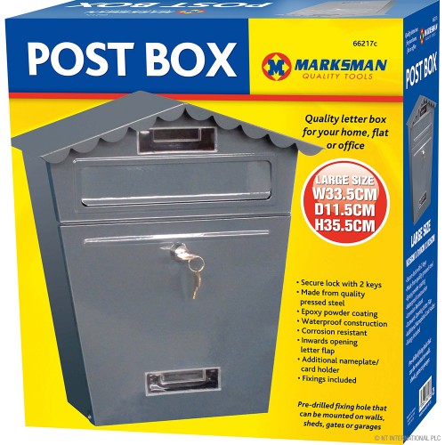 Large Grey Post Box - 35x10x35cm