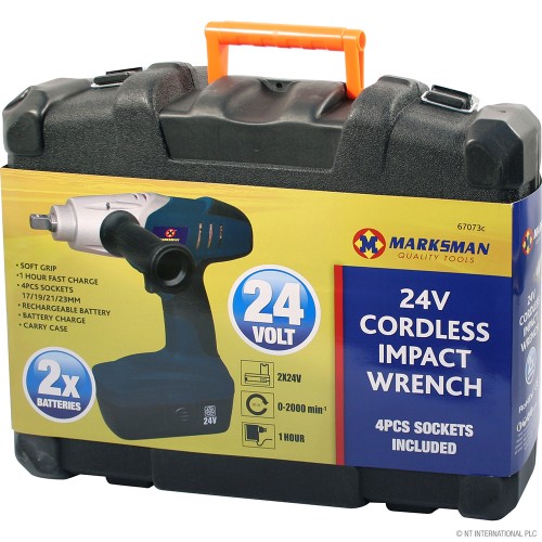 24v Cordless Impact Wrench 2 Batteries Inc