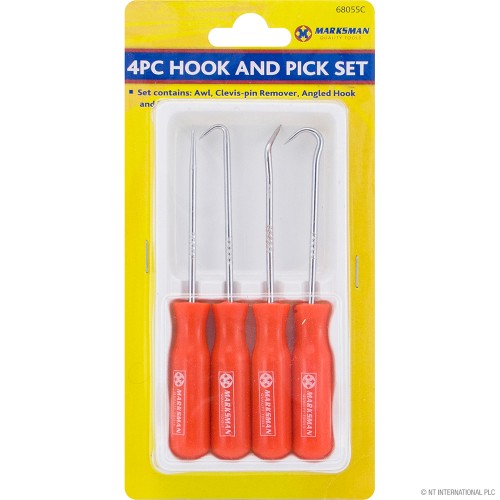 4pc Pick & Hook Set - Red Handle