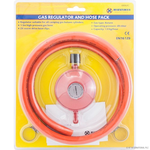 Butane Gas Regulator & 1.5m Hose Set