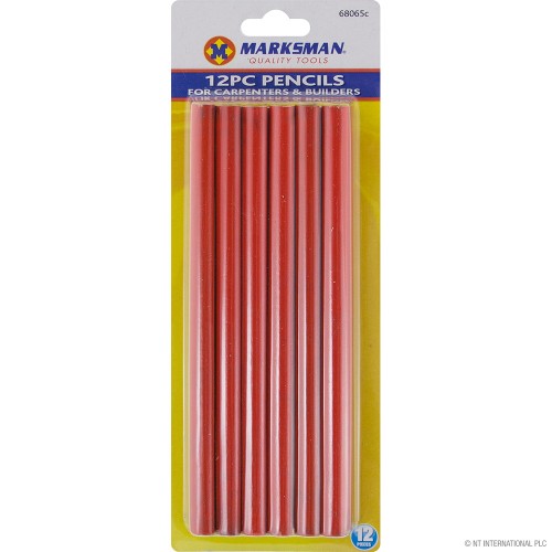 12pc Carpenter / Builder Pencil Set - Red