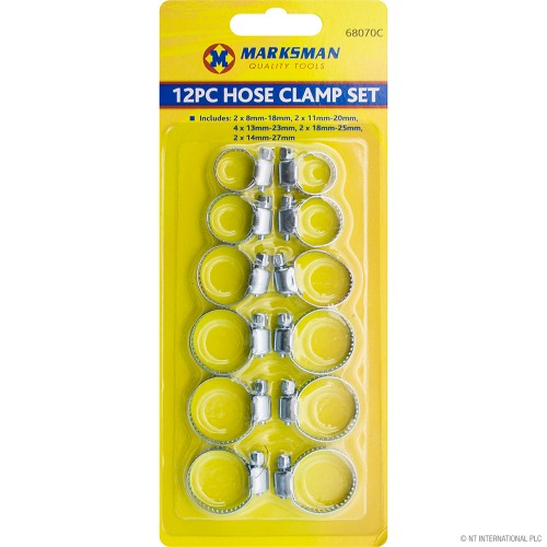 12pc Hose Clamp Set - Assorted Sizes