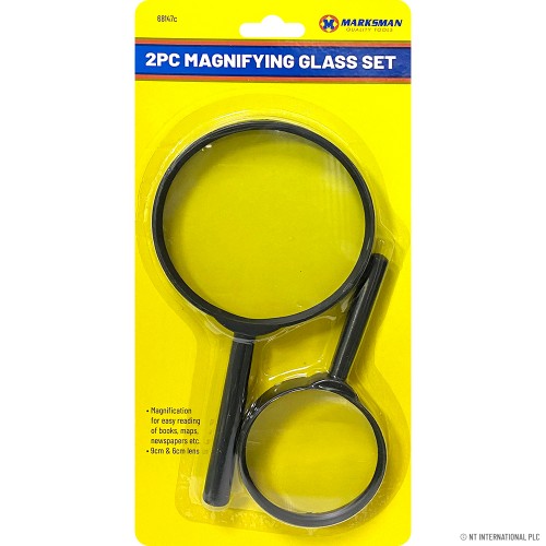 2pc Magnifying Glass - 9cm & 6cm Dia