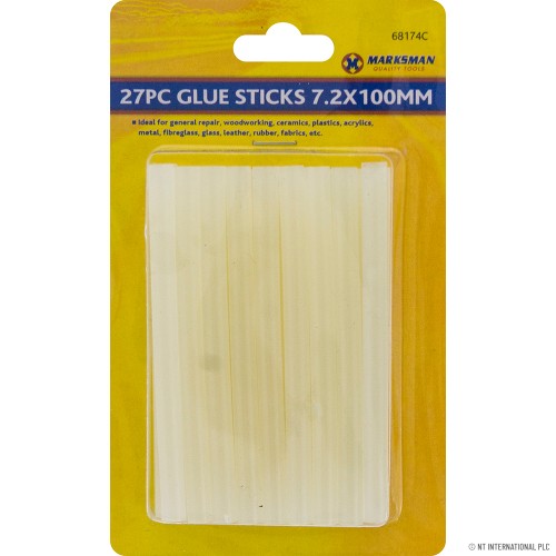 27pc Clear Hot Melt Glue Sticks 7.2x100mm