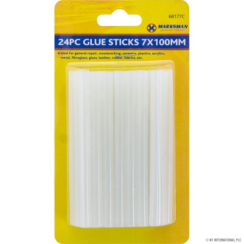 24pc Clear Hot Melt Glue Sticks 7 x 100mm