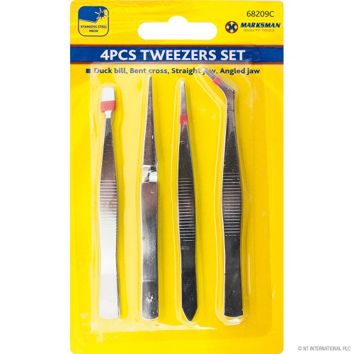 4pc Tweezer Set - On Card