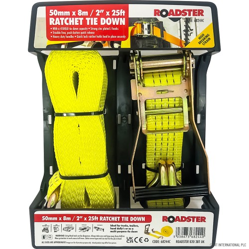 50mm x 8m (9000lb) Ratchet Tie Down