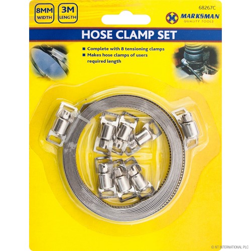 9pc 3m 8mm Hose Clamp Set