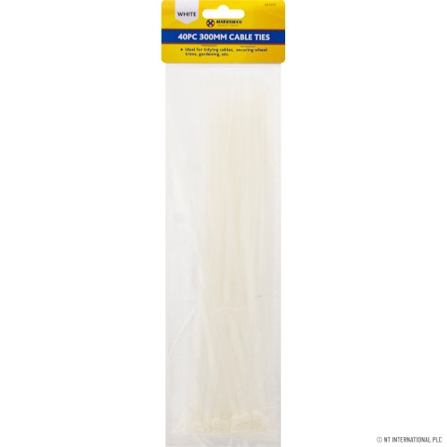 40pc  4.8 x 300mm Cable Tie - White