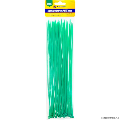 40pc  4.8 x 300mm Cable Tie - Green