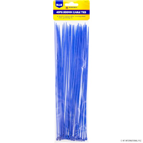 40pc  4.8 x 300mm Cable Tie - Blue