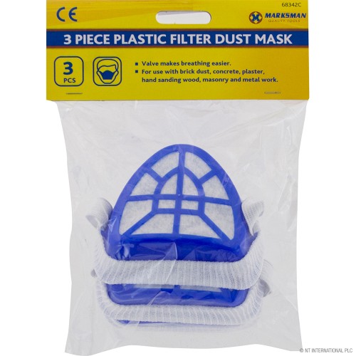 3pc Dust Mask - Blue Plastic Filter