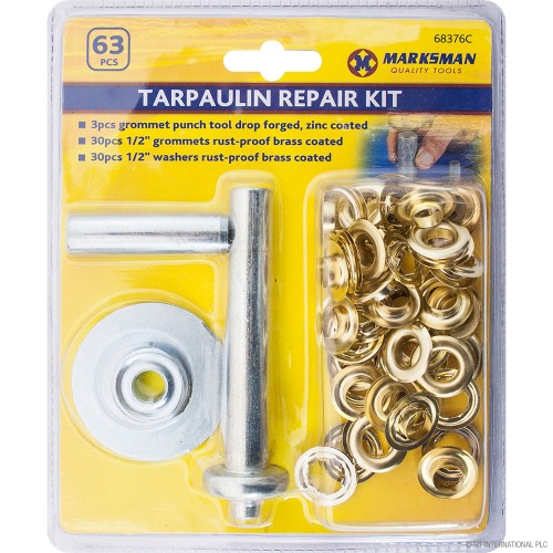 63pc Tarpaulin Repair Kit - 30pc Grommets