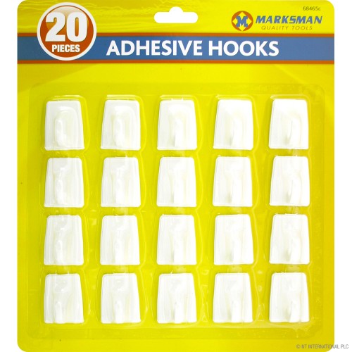 20pc Self Adhesive Hooks - White