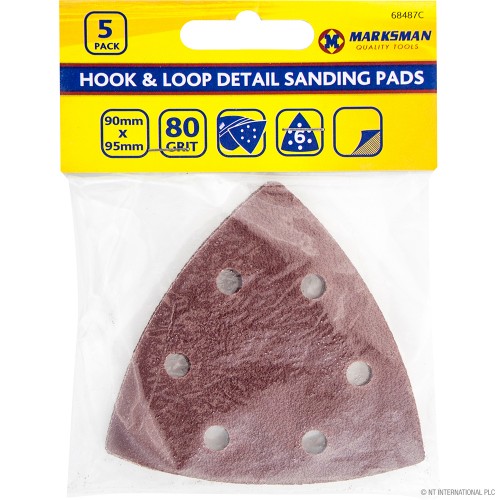 5pc Hook & Loop Sanding Pads - 90x95mm