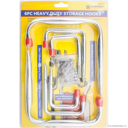 6pc Heavy Duty Hook Storage Set