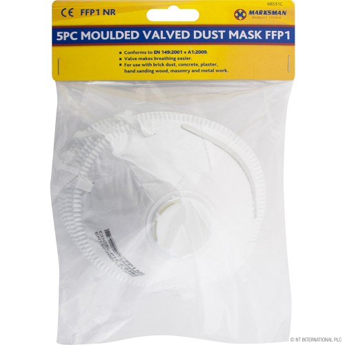 5pc Moulded Valved Disposable Dust Mask