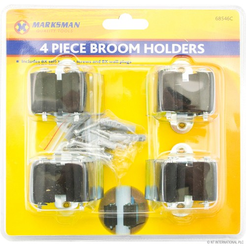 4pc Broom & Mop Stick Holder