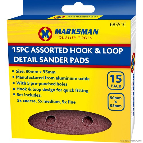 15pc Hook & Loop Sander Pads - 90 x 95mm