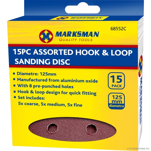 15pc Hook & Loop Sanding Disc - 125mm