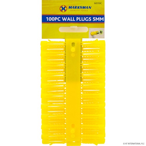 100pc 5mm Wall Plugs - Yellow