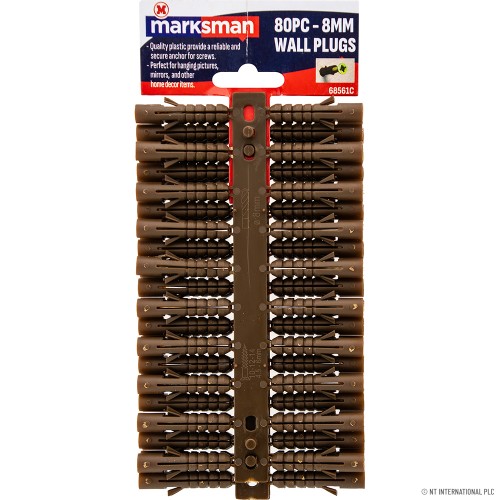 80pc 8mm Wall Plugs - Brown