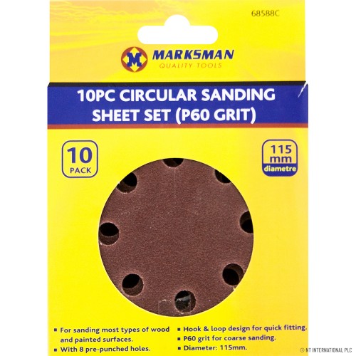 10pc Circular Sanding Sheet Set - P60 Grit